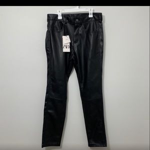 Zara Black Vegan Leather Skinny Stretch Pant